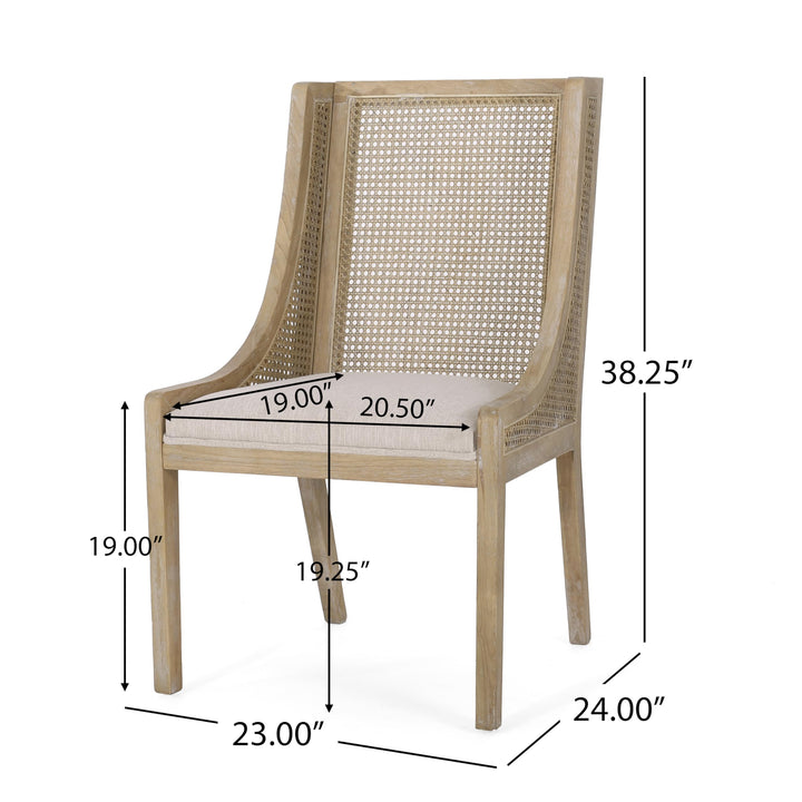 Christopher Knight Home Maurers Upholstered Dining Chairs - Cane and Wood - Beige/ Natural - Diamond Home USA