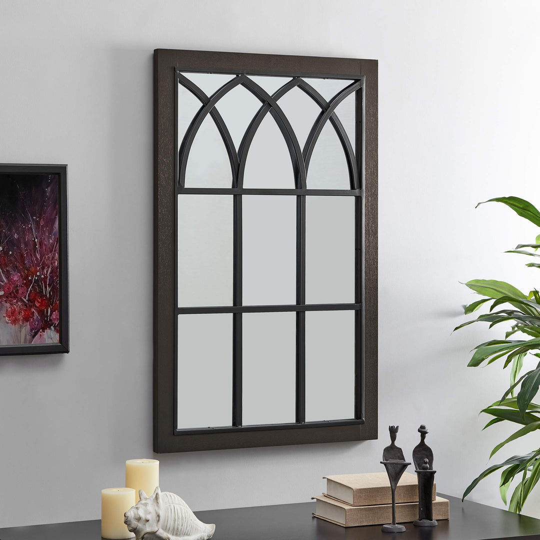 FirsTime & Co. Espresso Grandview Arched Window Mirror Rectangular Wall