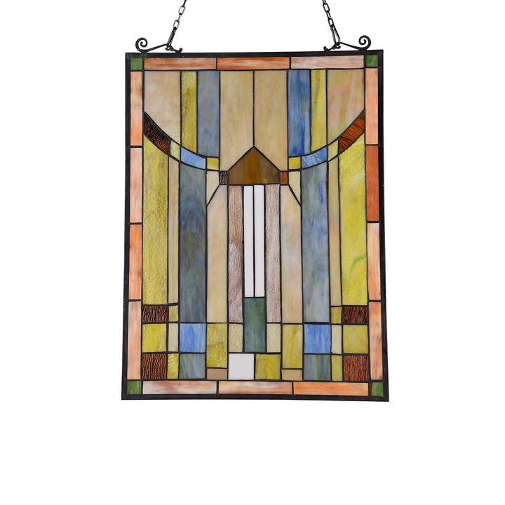 Mission-Style Window Panel Suncatcher Multi Color Casual Rectangular Arts Crafts - Diamond Home USA