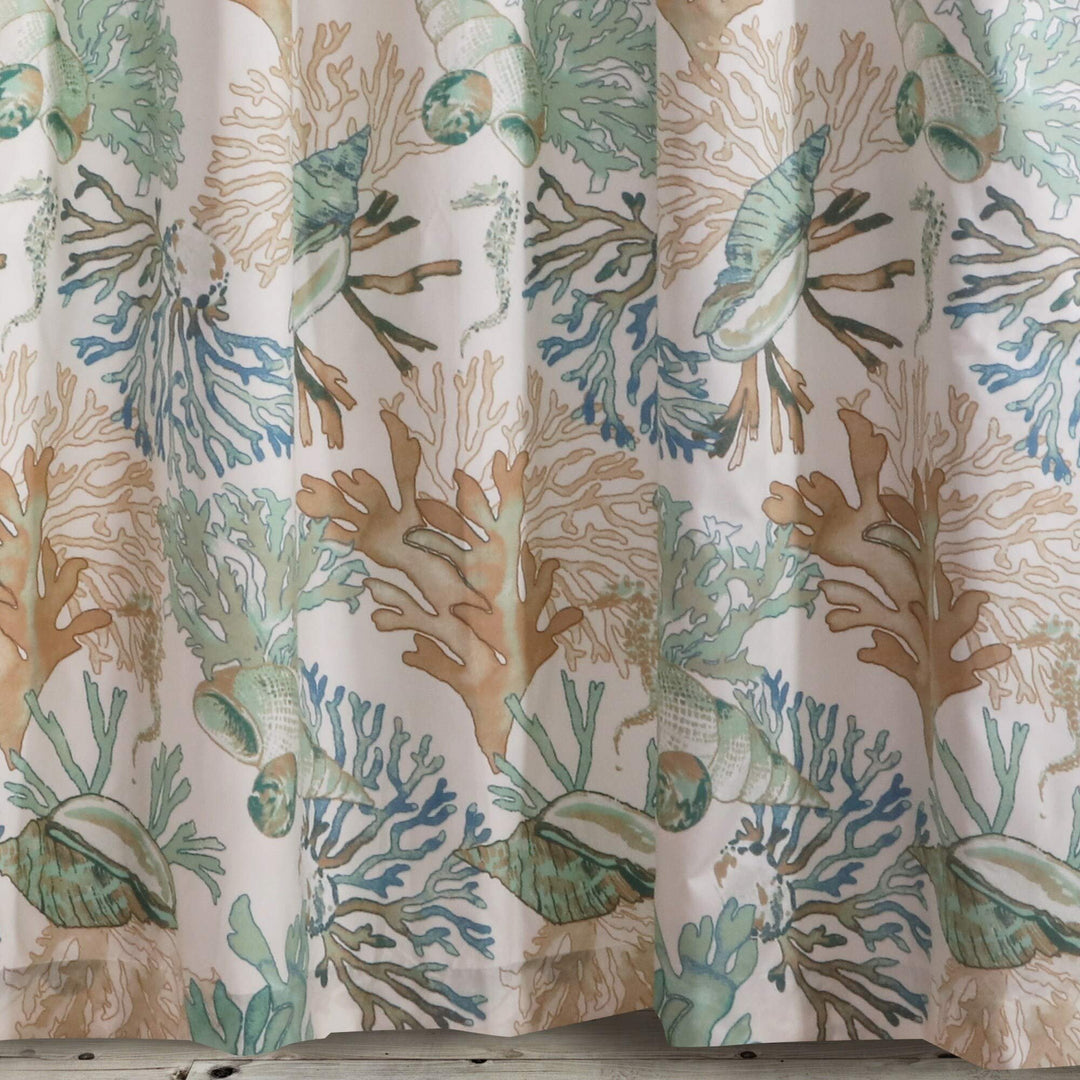 Shower Curtain 72x72-inch Jade Brown Green Orange Nature Nautical Coastal - Diamond Home USA