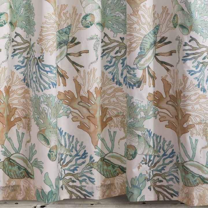 Shower Curtain 72x72-inch Jade Brown Green Orange Nature Nautical Coastal - Diamond Home USA