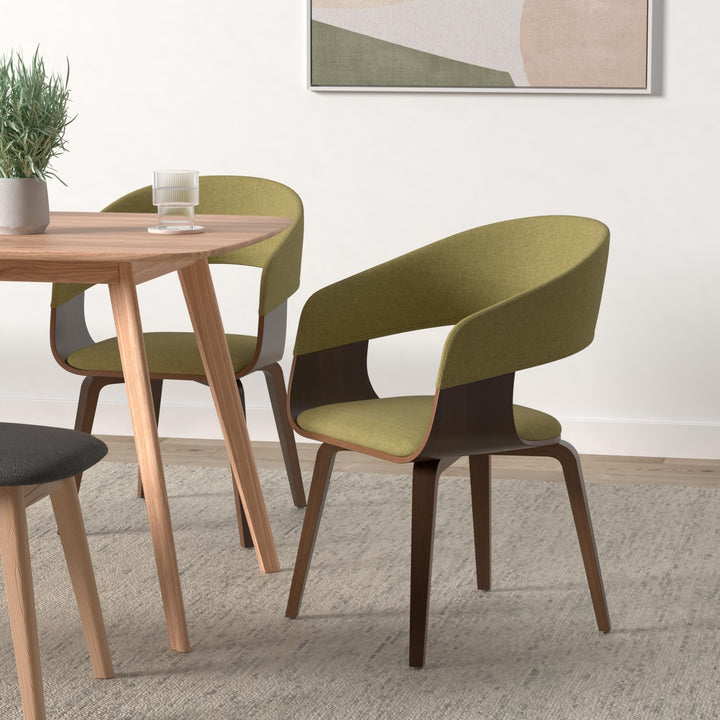 SIMPLIHOME Lowell 17 Inch Mid Century Modern Bentwood Dining Chair in Acid Green - Diamond Home USA