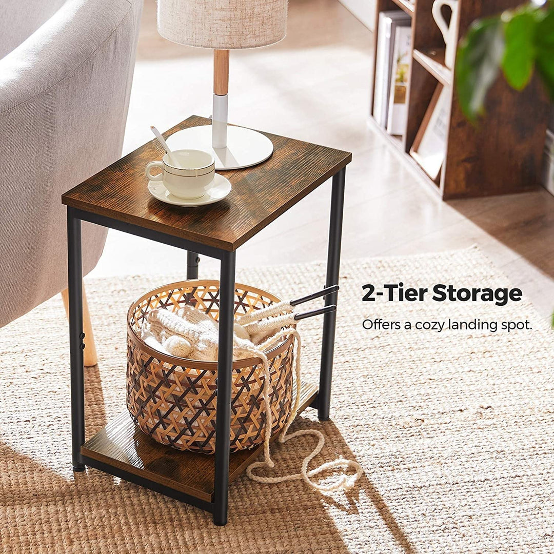 Vintage End Tables Set of 2 Side with Storage Shelf and Steel Frame for Living - Diamond Home USA