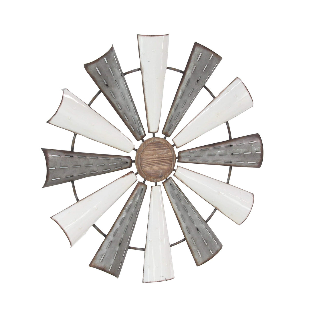 Industrial Pinwheel Iron Wall Decor White Rustic - Diamond Home USA
