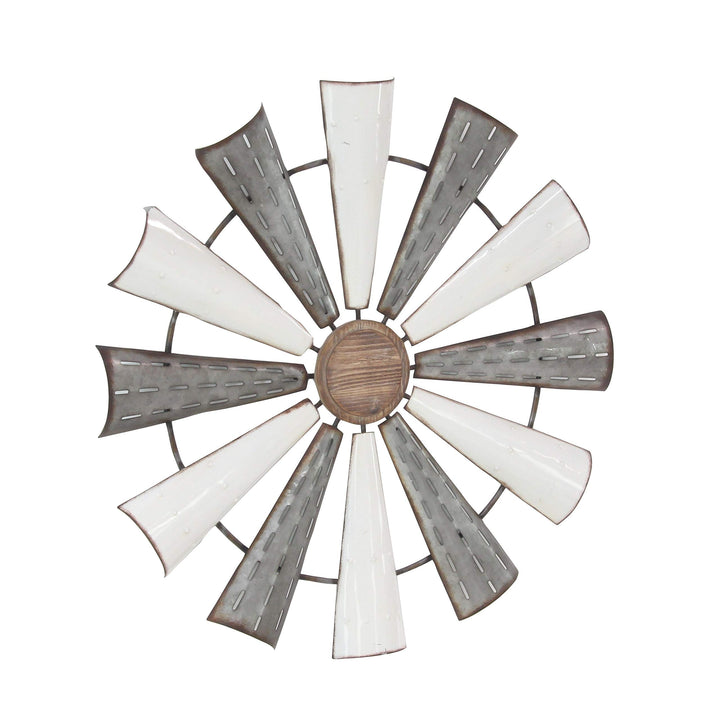 Industrial Pinwheel Iron Wall Decor White Rustic - Diamond Home USA