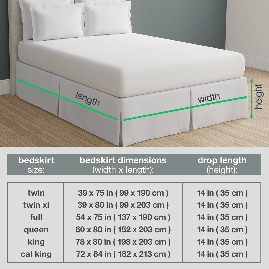 Fresh Ideas Bedding Tailored Bedskirt Classic 14” Drop Length Pleated Styling -