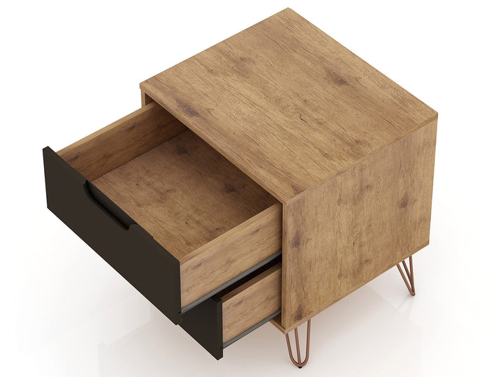 Manhattan Comfort Rockefeller Mid Century Modern 2-Drawer Bedroom Nightstand - Diamond Home USA