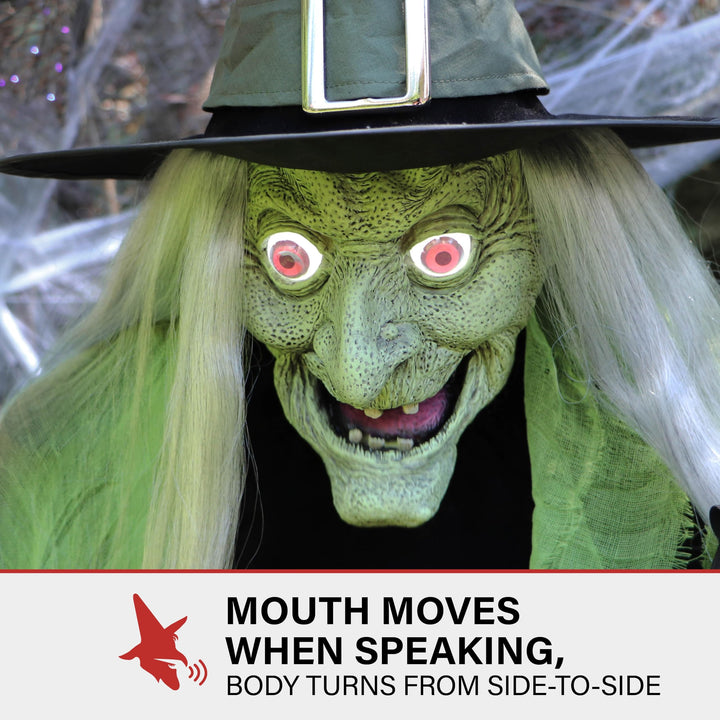 Haunted Hill Farm 6-Ft. Enchantress Witch Motion-Activated Talking Scare Prop - Diamond Home USA