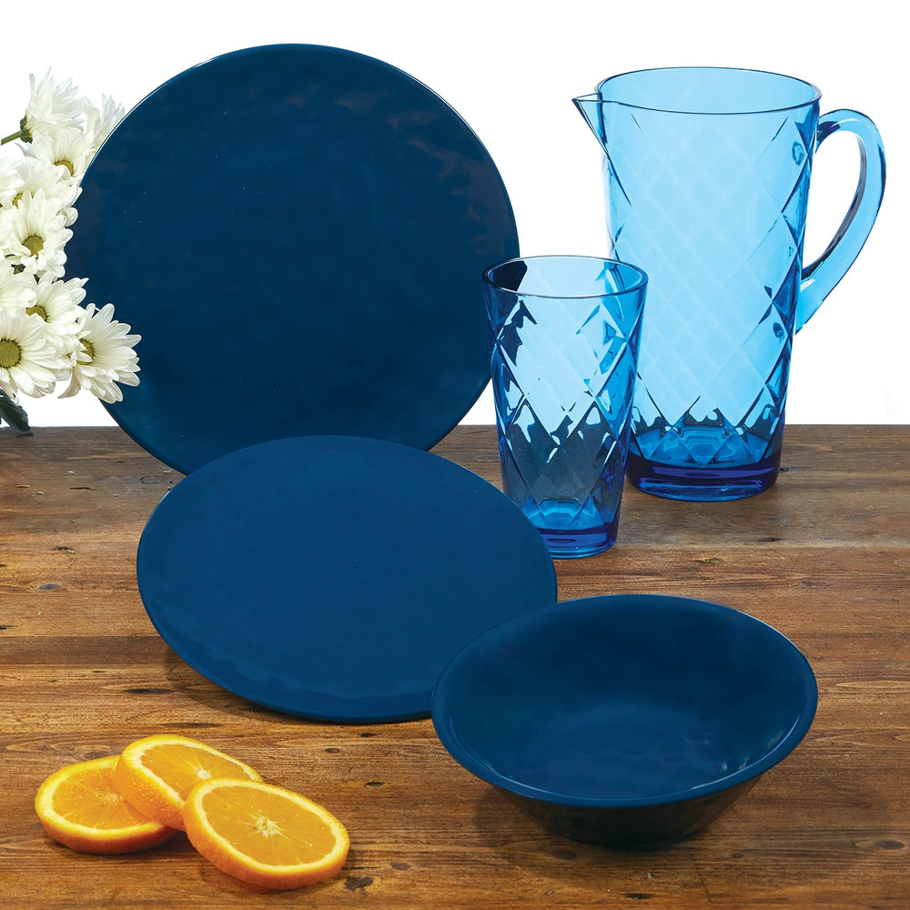 Solid Cobalt Blue Dinner Plates Set Of 6 Casual Round Melamine Piece - Diamond Home USA