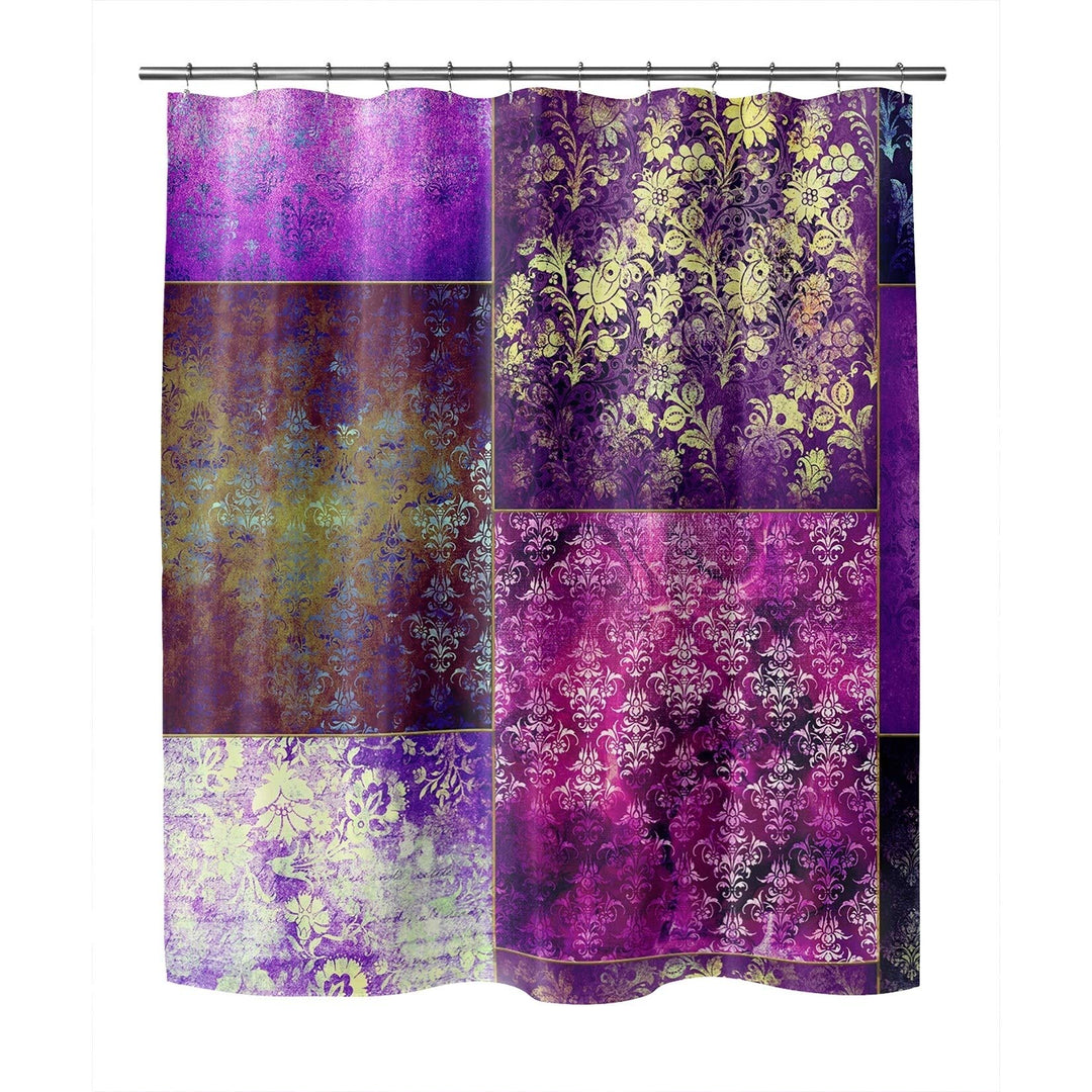 Eclectic hemian Patchwork Purple Shower Curtain by - 71x74 Purple Patchwork