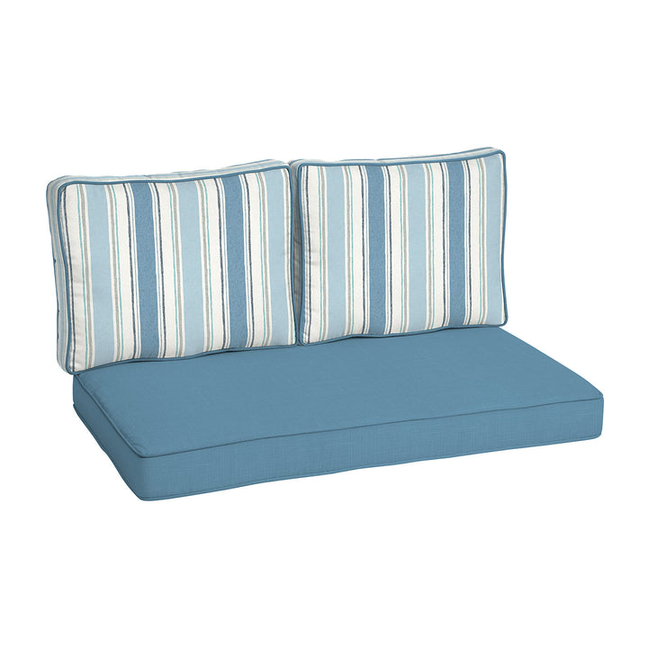 Arden Selections Outdoor Loveseat Cushion Set 46 x 26 French Blue Linen Stripe