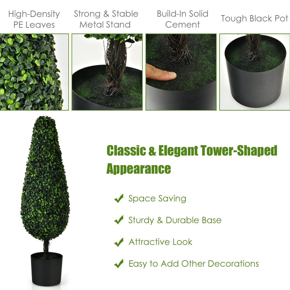 3ft Artificial Boxwood Tower Topiary Trees Decorative Greenery Plants Green - Diamond Home USA