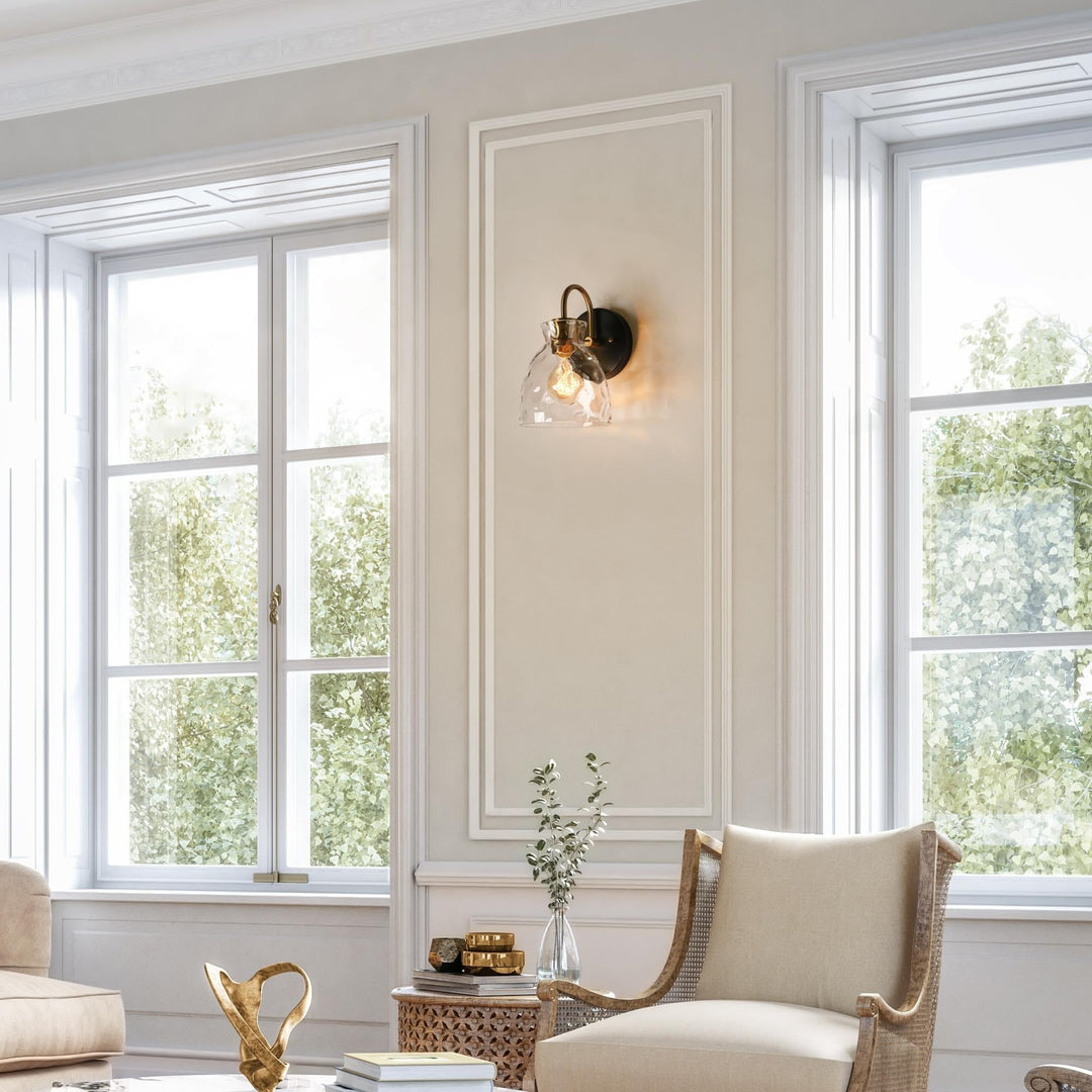 Modern Transitional 1-1ight Sconce Farmhouse Black Gold Wall Light with Water - Diamond Home USA