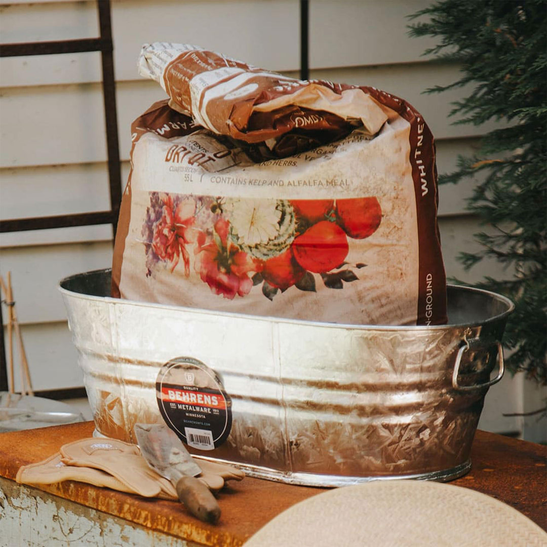 Behrens 16 Gallon Round Galvanized Weatherproof Steel Tub with Wire Handle and - Diamond Home USA