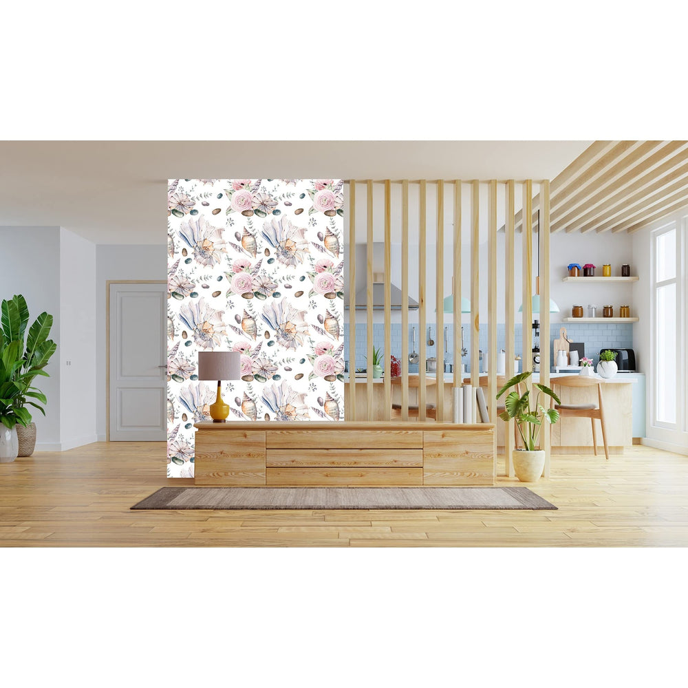Hawaiian Sea Shells Removable Wallpaper 24'' Inch X 10'ft White Modern - Diamond Home USA