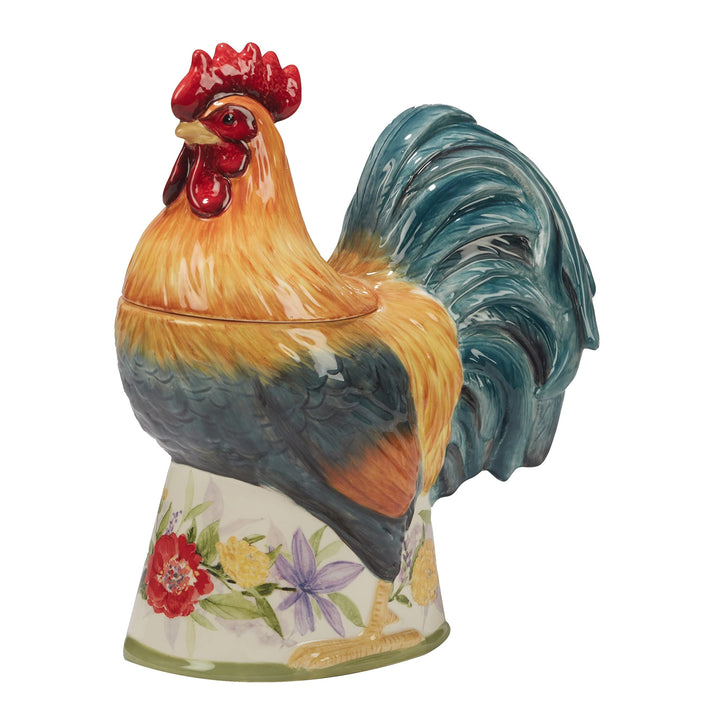 Floral Rooster 3-d Cookie Jar 66oz Multi Color Ceramic - Diamond Home USA