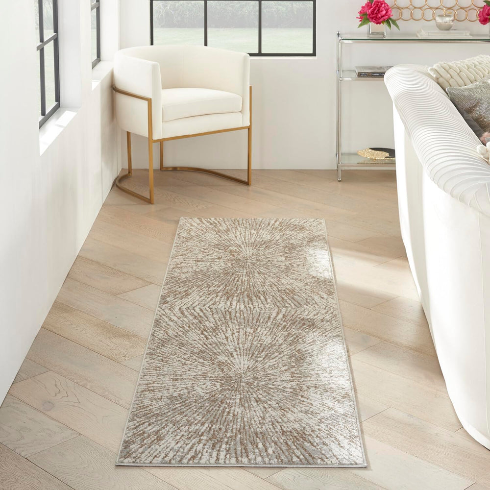 Inspire Me! Home Décor Metallic Modern Grey Mocha 2'2" x 7'6" Area -Rug Easy - Diamond Home USA