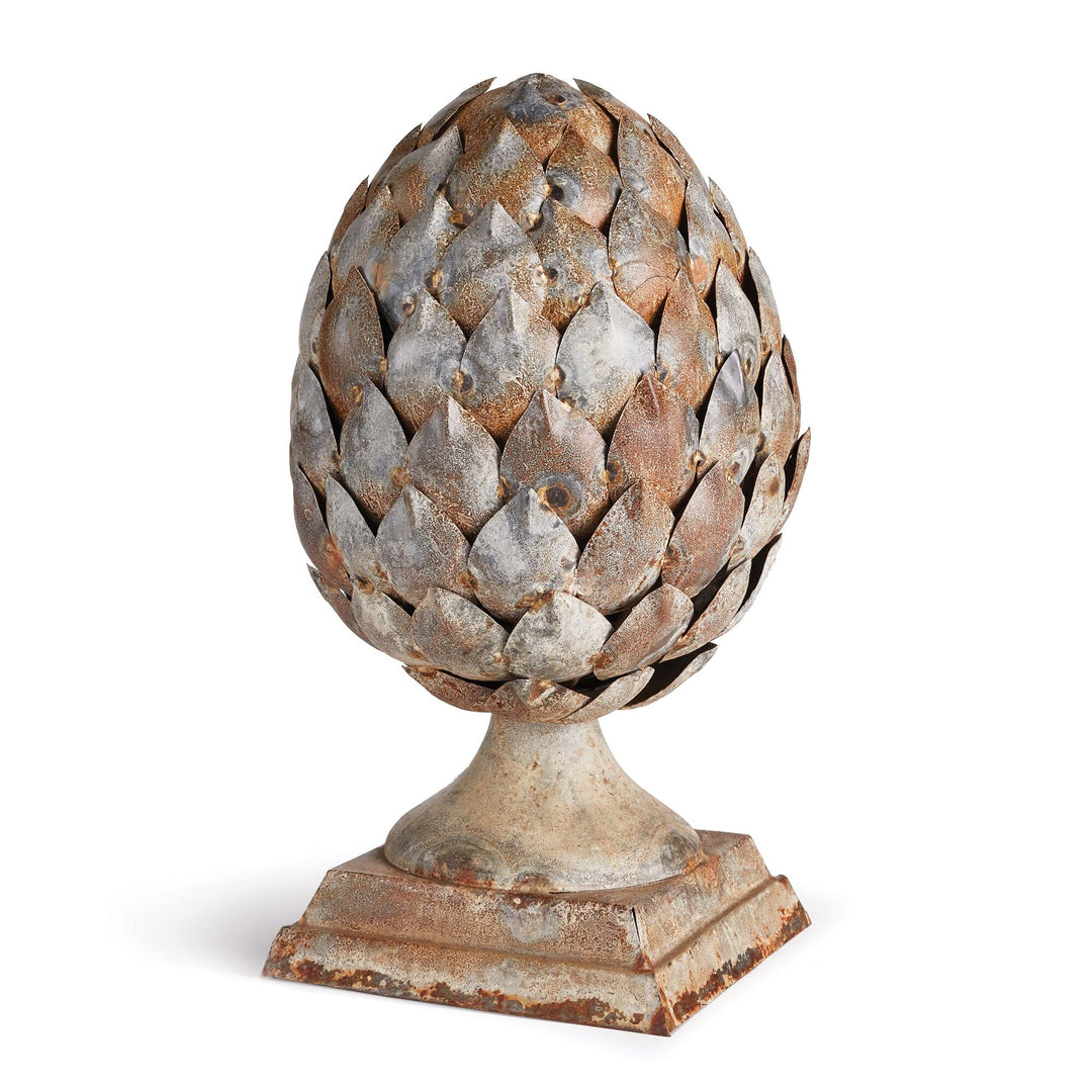 Weathered Metal Artichoke Finial Brown Iron Antique