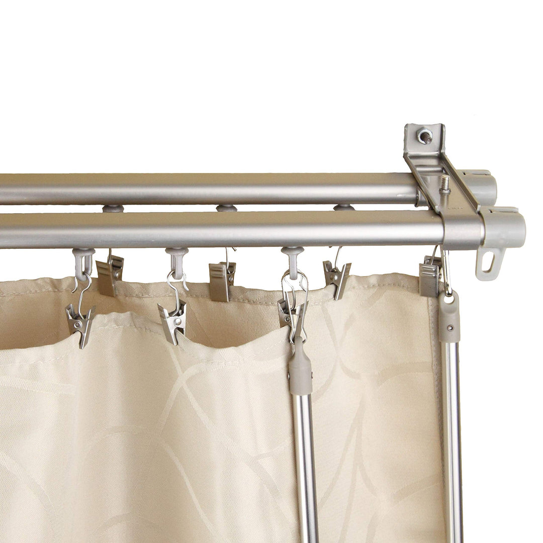 InStyleDesign Regal Silver Adjustable Double Curtain Track Set 66 to 120 inch - Diamond Home USA