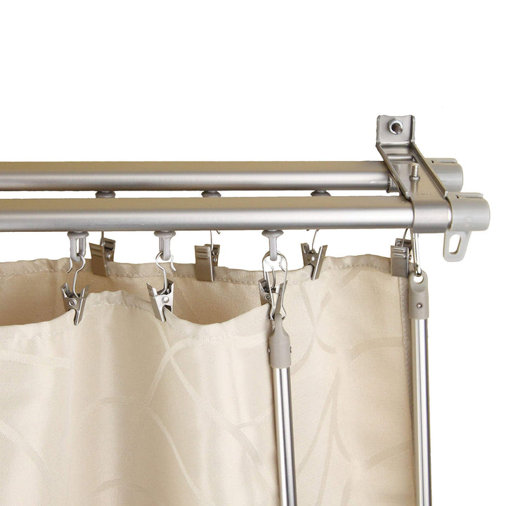 InStyleDesign Regal Silver Adjustable Double Curtain Track Set 66 to 120 inch - Diamond Home USA
