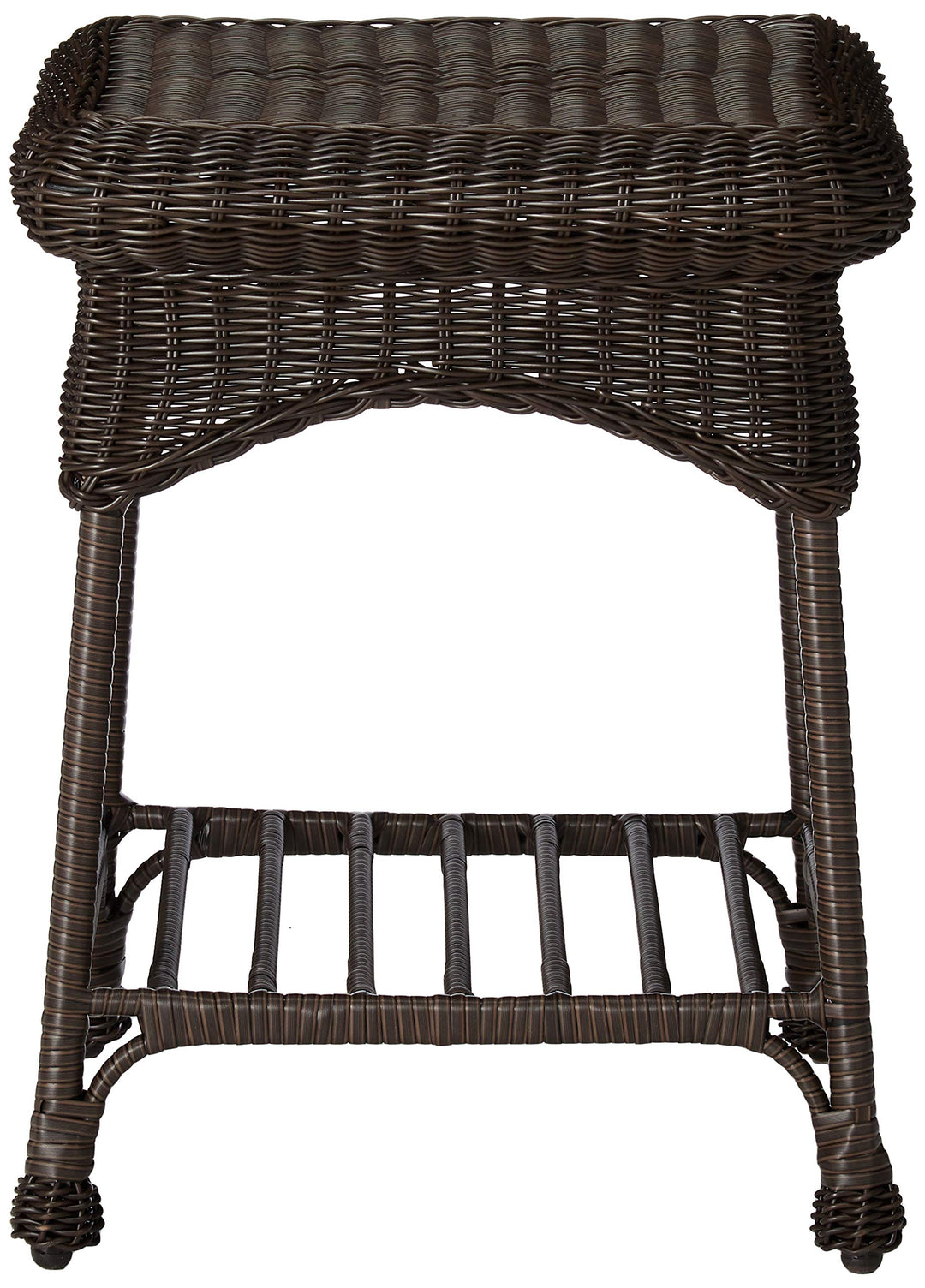 Outdoor Espresso Wicker Patio Furniture End Table - Diamond Home USA