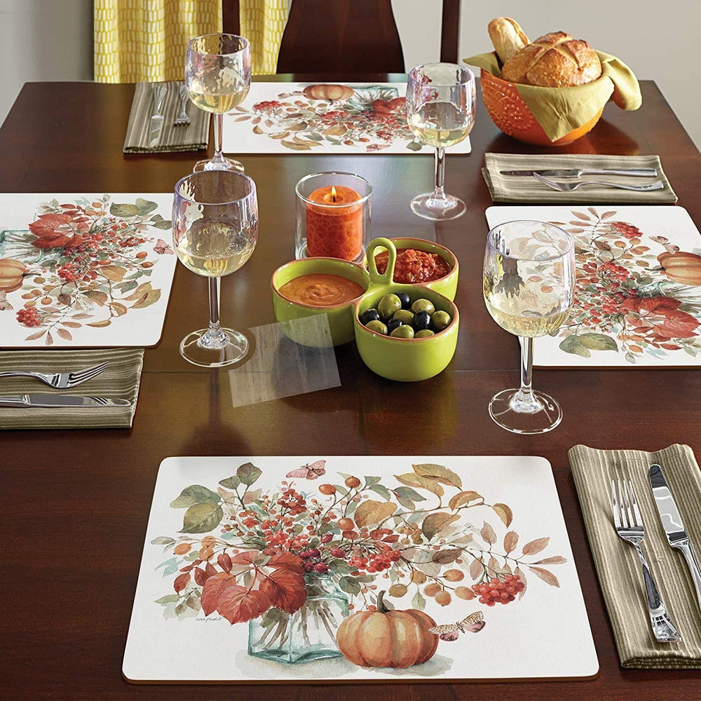 Home Autumn in Nature Audit Hardboard Placemat Boxed Set of 4 Multi Color - Diamond Home USA