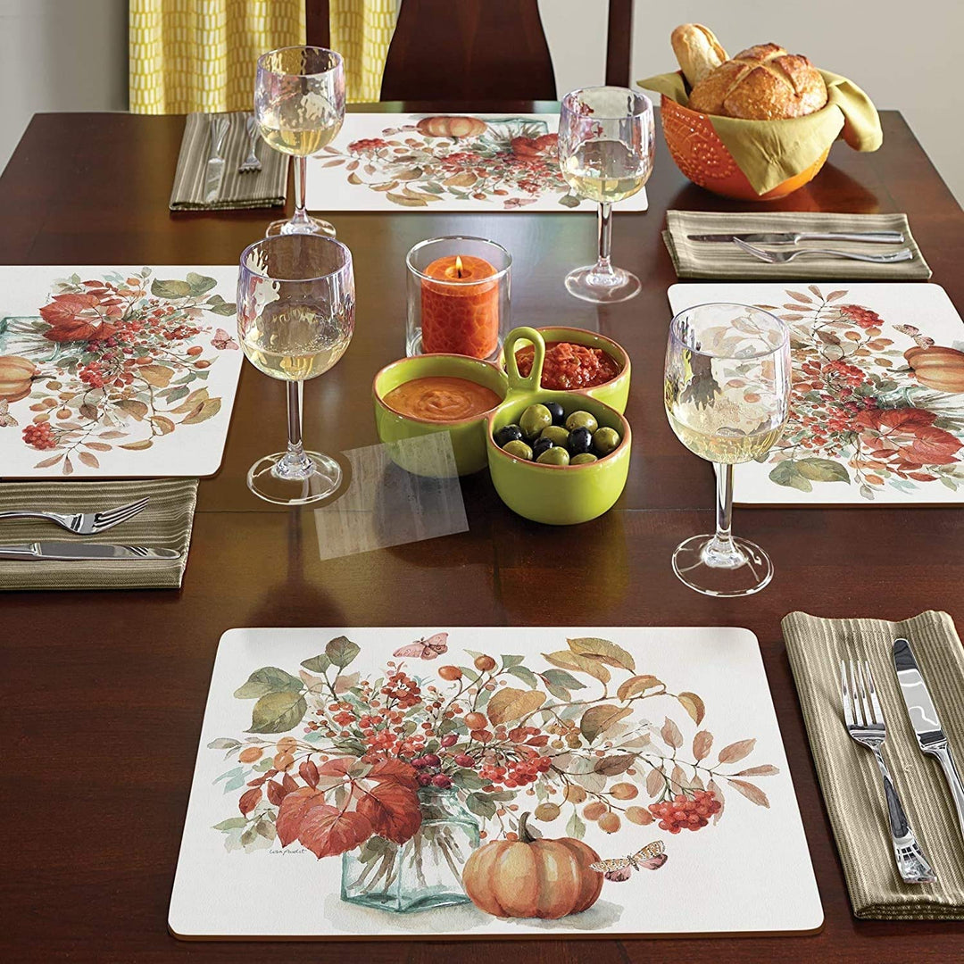 Home Autumn in Nature Audit Hardboard Placemat Boxed Set of 4 Multi Color - Diamond Home USA