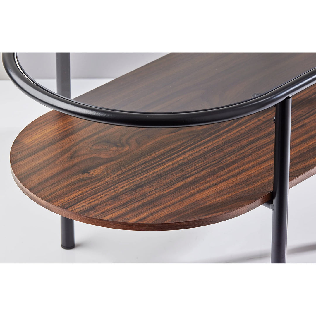 Coffee Table Black Modern Contemporary Transitional Oval Glass MDF Walnut Finish - Diamond Home USA