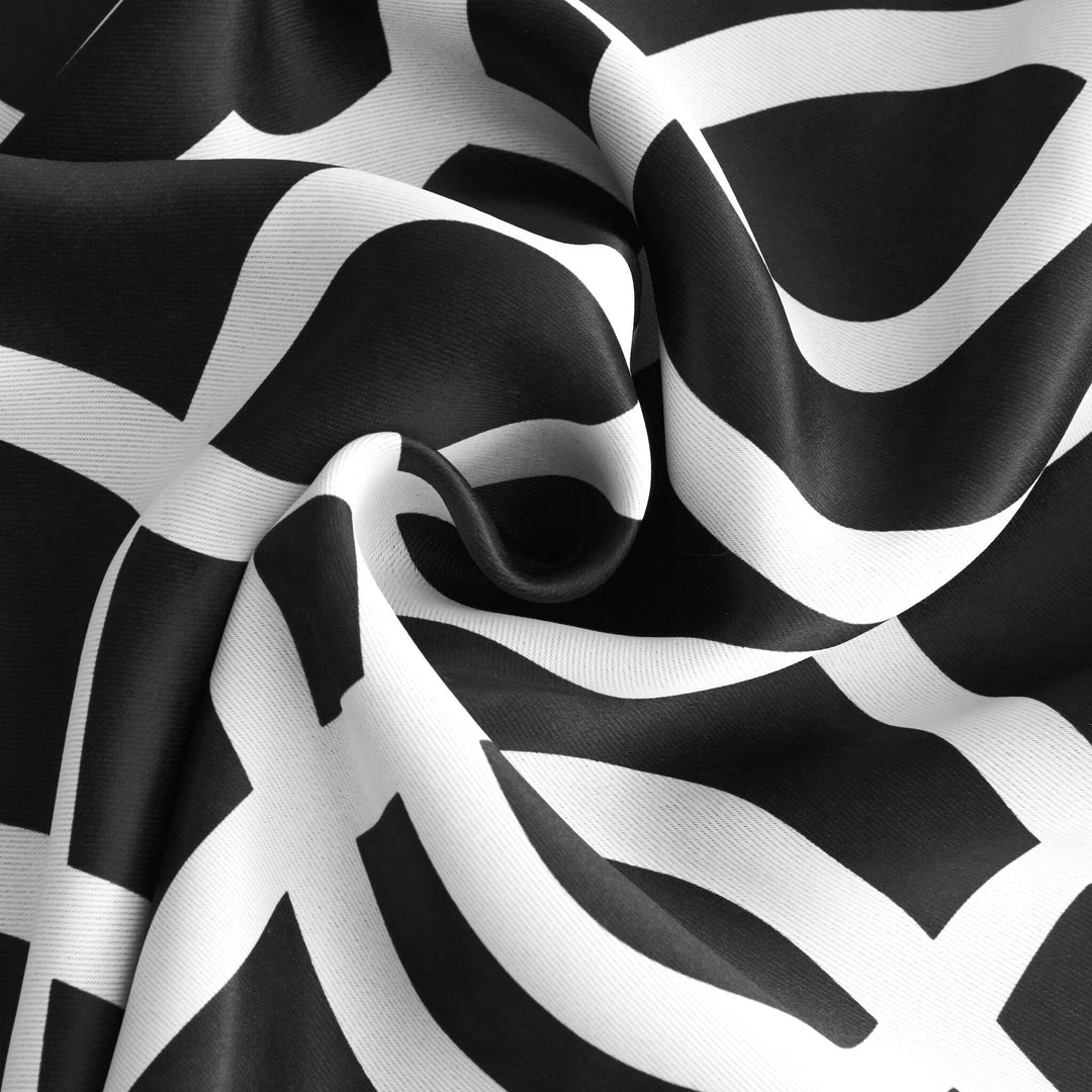 84" Jet Black Trellis Out Window Curtain Panel X 54" Geometric Modern - Diamond Home USA