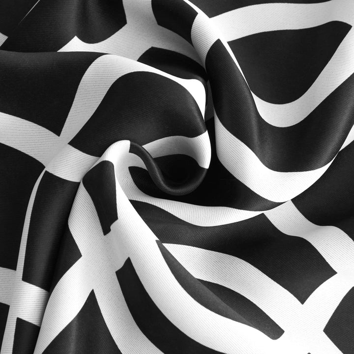 84" Jet Black Trellis Out Window Curtain Panel X 54" Geometric Modern - Diamond Home USA