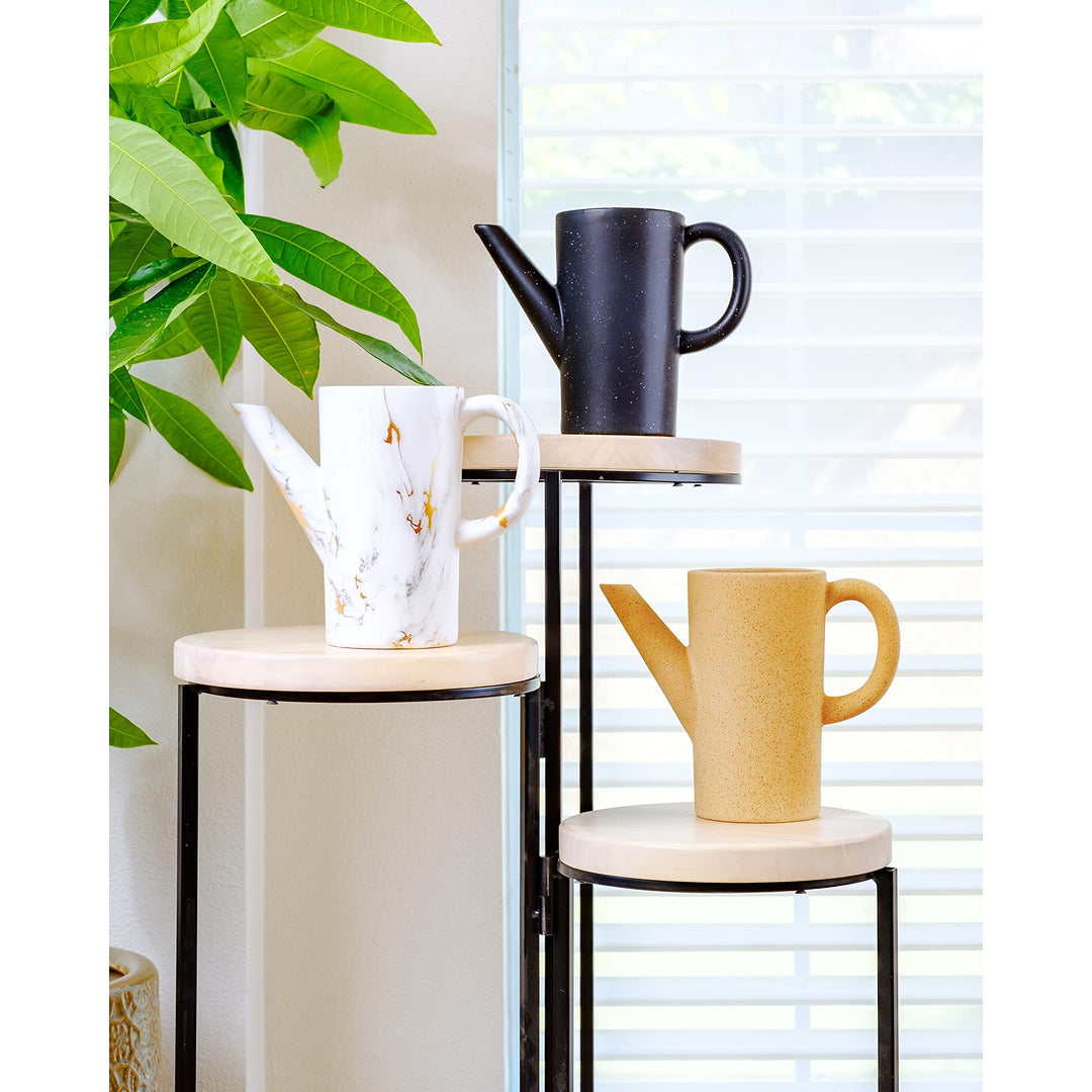 8.75" Ceramic Watering Can Matte Black - Diamond Home USA