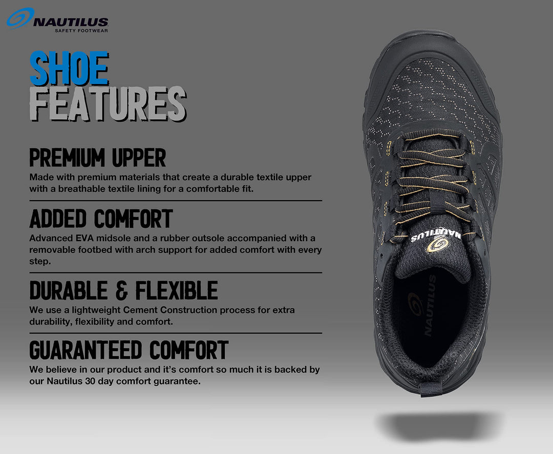 Nautilus Stratus Women's Athletic Work Shoe by FSI: Oil and Slip Resistant Steel - Diamond Home USA