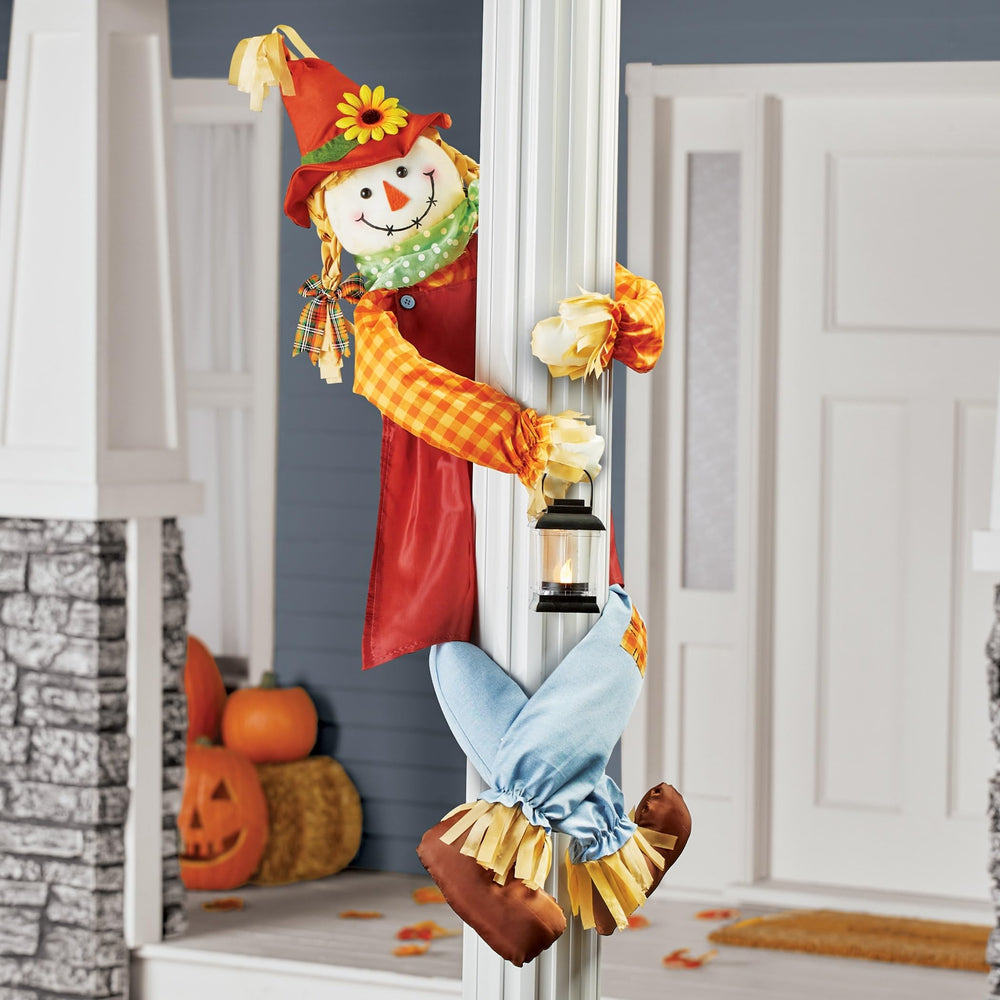 Girl Scarecrow Porch Or Tree Hugger with Lit Lantern X Multi Color - Diamond Home USA