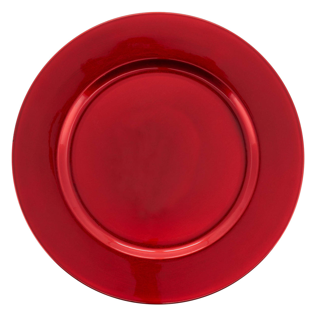 SARO LIFESTYLE Classic Design Charger Plates (Set of 4) Red - 4 Piece