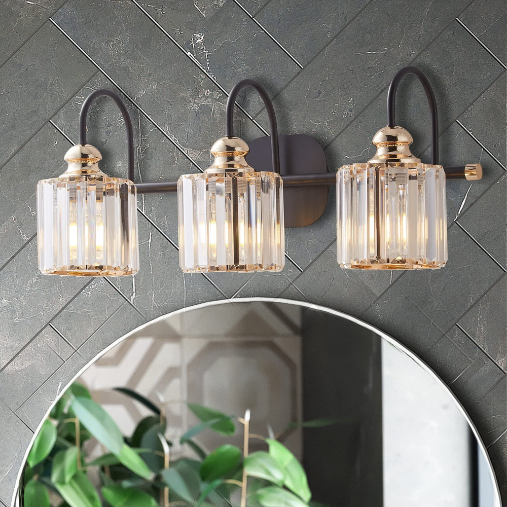 3 Lights Modern Wall Mounted Bathroom Over Mirror Light with Glass Lampshade . - Diamond Home USA