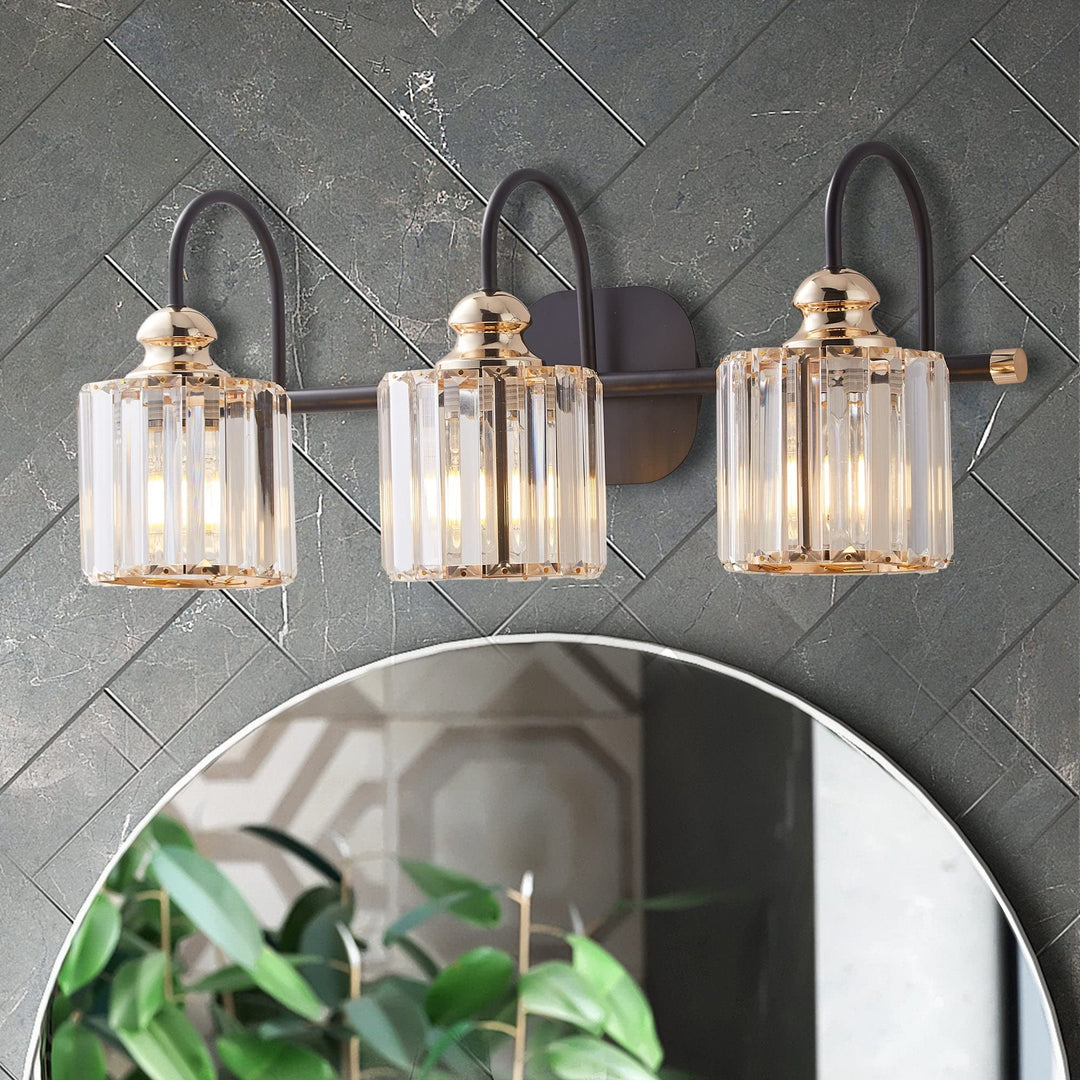 3 Lights Modern Wall Mounted Bathroom Over Mirror Light with Glass Lampshade . - Diamond Home USA