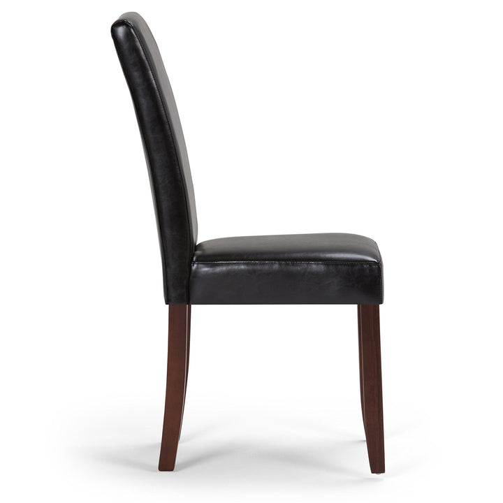 SIMPLIHOME Acadi Parson Dining Chair (Set of 2) Midnight Black Faux Leather - Diamond Home USA