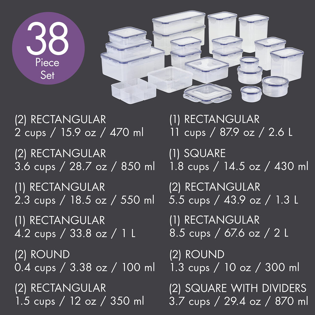 Easy Essentials Food Storage Container Set 38-Piece Clear Plastic 30 Piece - Diamond Home USA
