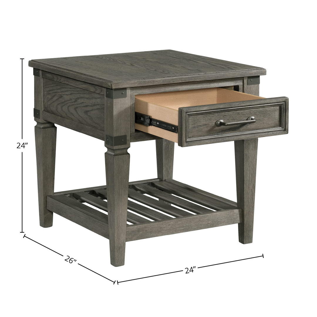 Intercon Foundry 24" Wide Drawer and Shelf Brushed Pewter End/Side/Nesting - Diamond Home USA