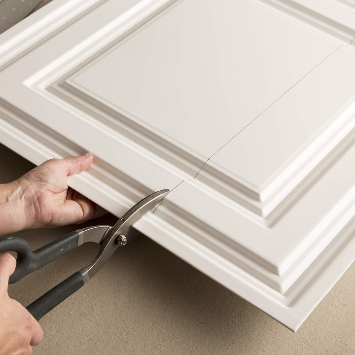 Genesis 2ft x 2ft White Icon Relief Ceiling Tiles Easy DropIn Installation Pack of 12 - Diamond Home USA