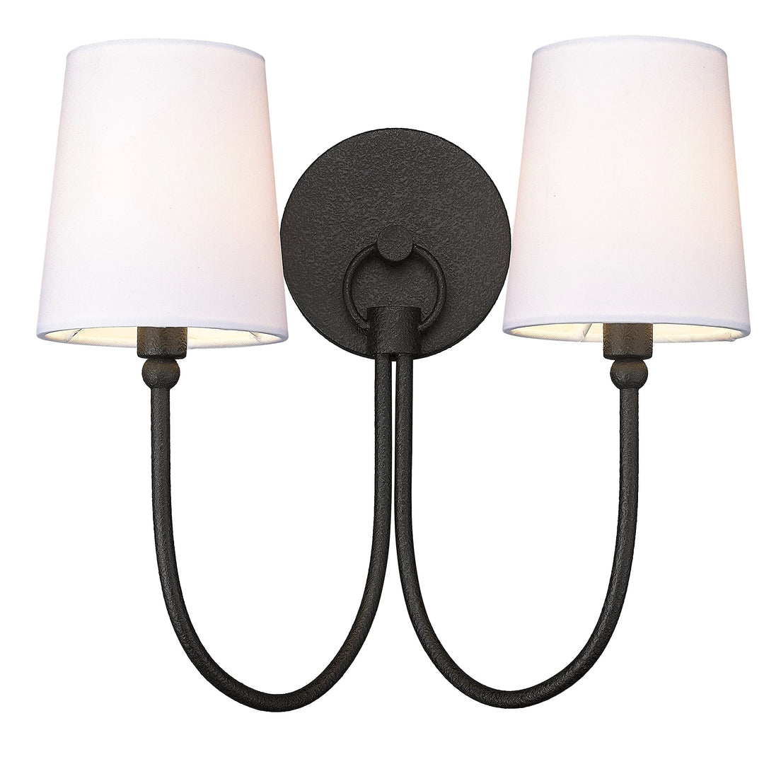 Traditional Rustic 2-light Sconce in Black with Shade Metal Dimmable - Diamond Home USA