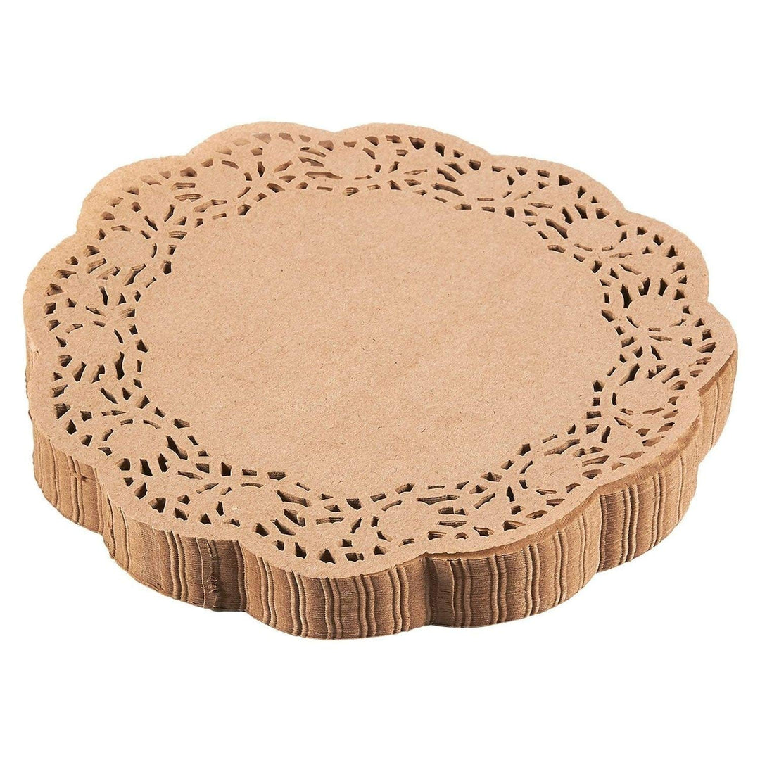 250 Lace Paper Doilies Round Placemats for Wedding Tableware Decorative Brown 9"