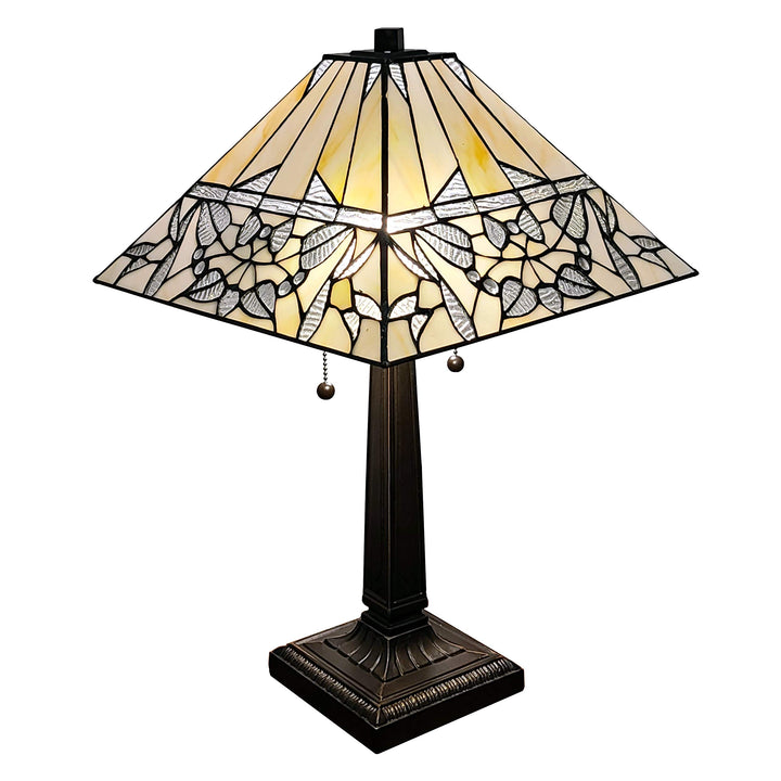 Amora Lighting Tiffany Style Table Lamp Banker Mission 22″ Tall Stained Glass - Diamond Home USA