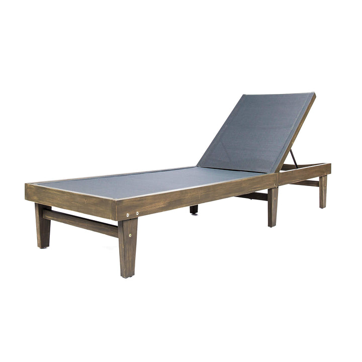 Christopher Knight Home Summerland Outdoor Mesh Chaise Lounge with Acacia Wood Grey