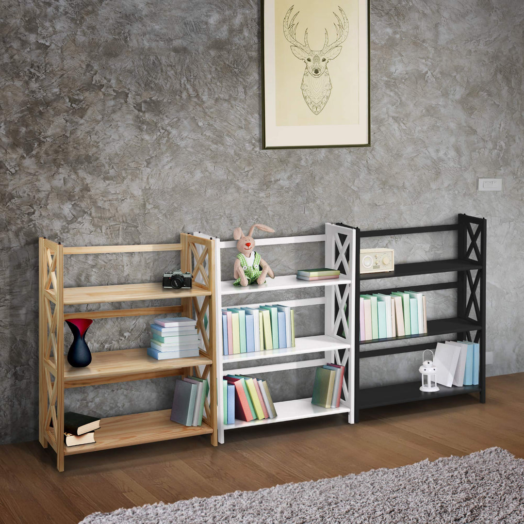 Casual Home Montego 3-Shelf Folding Bookcase White (New) - Diamond Home USA