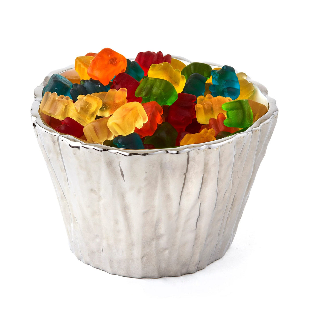 Titanium Porcelain Tree Bark Bowl 8" Silver - Diamond Home USA