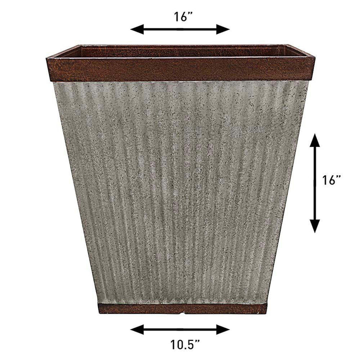 Southern Patio 10" Westlake Indoor/Outdoor Pleated Planter with Galvanized