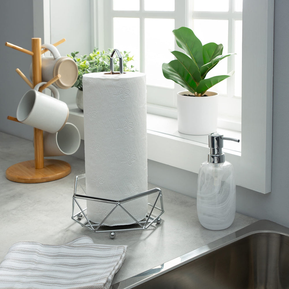 Kitchen Details Chrome Geode Paper Towel Holder|Countertop|Free Standing|Holds 1 - Diamond Home USA