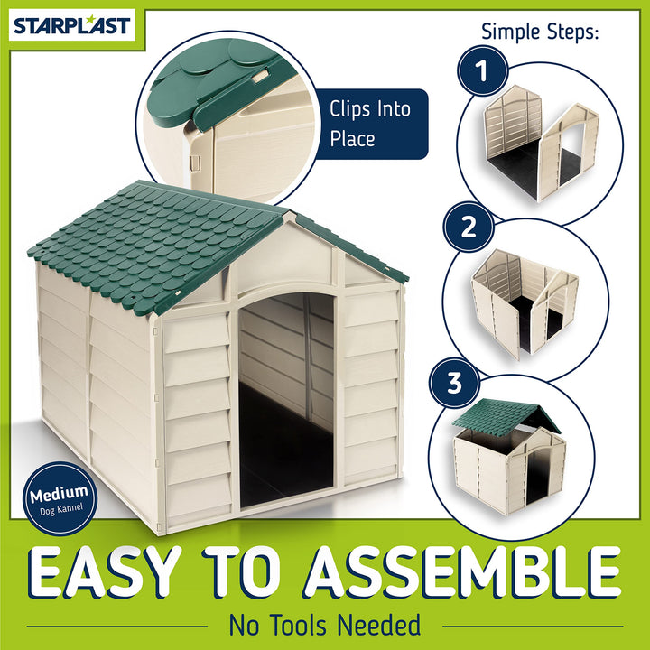 Starplast Small Dog Kennel: 1 Outdoor Plastic Pet House Weather & Water - Diamond Home USA