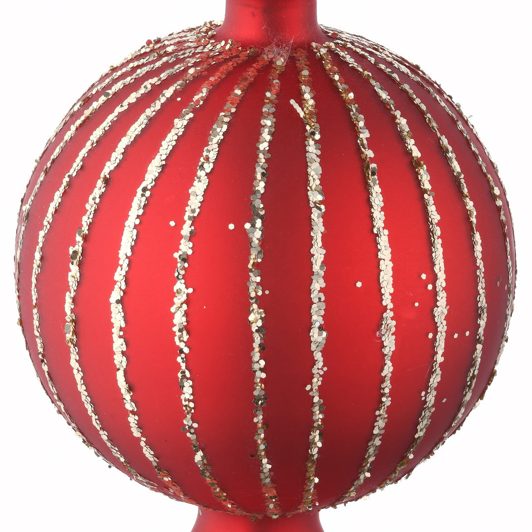 15" Red Glass Christmas Tree Topper 15 in - Diamond Home USA